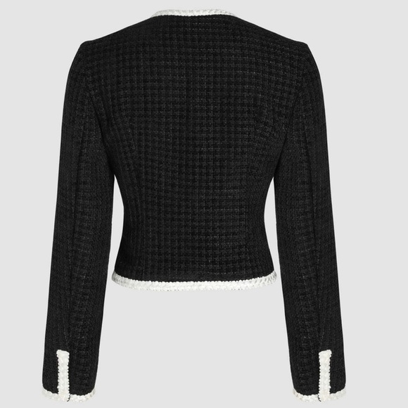 Cider Black and White Tweed Blazer Cropped Tailored - Picture 5 of 14